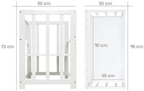 Pătuț leagăn alb cu spațiu de depozitare și baldachin 90x45 cm Indibär – Roba