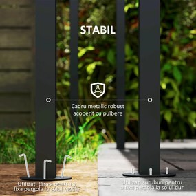 Outsunny Pergolă de Grădină din Metal și Poliester, 238x238x235/194 cm, Gri Închis | Aosom Romania
