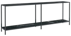 331713 vidaXL Masă consolă, negru, 220x35x75,5 cm, sticlă securizată
