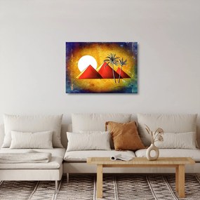 Tablou pe sticlă cu piramidele egiptene pictate (70x50 cm)