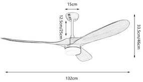 ZEVENTI - Ventilator de tavan LED GINOSA LED/18W/230V Wi-Fi Tuya negru/stejar + telecomandă
