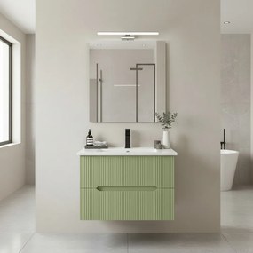 Trent 60 dulap de baie inferior cu chiuvetă ceramică 2 sertare, verde deschis