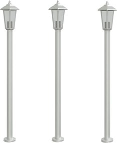 vidaXL Lămpi exterioare de podea 3 buc argintiu 120 cm oțel inoxidabil