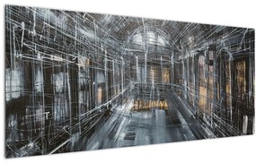 Tablou cu u interiorul clădirii vechi (120x50 cm)