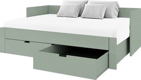 Patul extensibil, verde-gri, 90/180x200, ANTONY