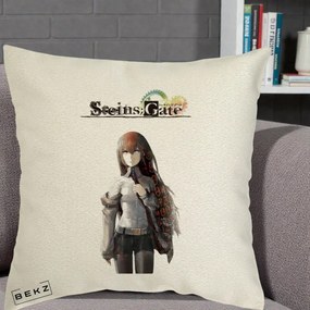 Perna Personalizata Steins Gate Kurisu Makise Anime, 40x40 cm, Ecru, Husa Detasabila, Perna Inclusa, BEKZ®