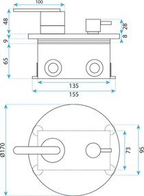 Set de dus incastrat Rea Ontario negru + BOX