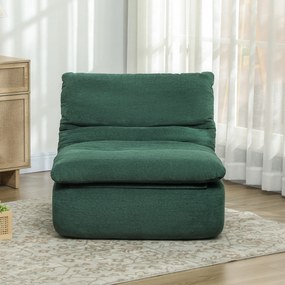 HOMCOM Scaun de Podea Modern și Capitonaț din Țesătură cu Aspect Catifelat Verde | Aosom Romania