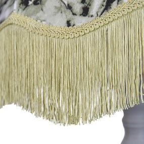 Lampă de podea neagră cu abajur floral și interior alb 45cm - Classico