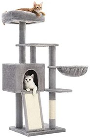 Ansamblu pentru pisici, 40 x 45 x 135 cm, plush / sisal, gri, Feandrea
