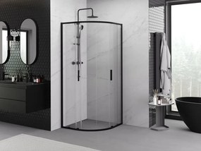 Mexen Exo cabină de duș semirotundă culisantă 90 x 90 cm, transparentă, neagră - 8132-090-090-70-00