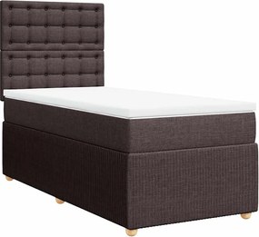 vidaXL Pat box spring cu saltea, maro închis, 90x190 cm, textil
