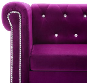 Canapea Chesterfield 2 locuri, catifea, 146x75x72 cm, violet Violet, Canapea cu 2 locuri