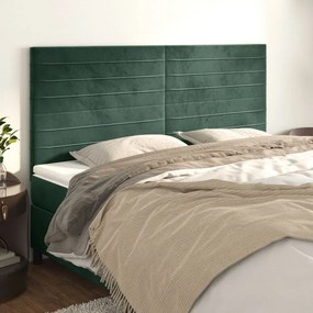 3116541 vidaXL Tăblii de pat, 4 buc, verde închis, 100x5x78/88 cm, catifea