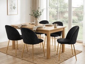Scaun de dining INCA VELVET cu picioare aurii, negru