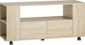 HOMCOM Suport pentru TV de 42" cu Roți Pivotante și Frână, Rafturi Ajustabile și Sertare, 102x34.5x48.5 cm, Lemn | Aosom Romania