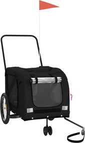 vidaXL Remorcă bicicletă animale companie, negru, textil oxford/fier