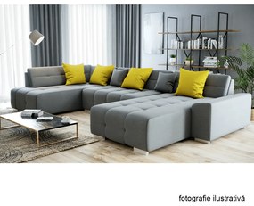 Canapea, gri/muştar, model stânga, BELLIS U