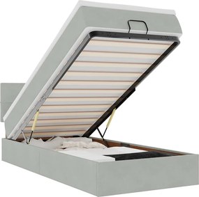 vidaXL Cadru de pat otoman cu saltea Gri deschis 100x200cm catifea