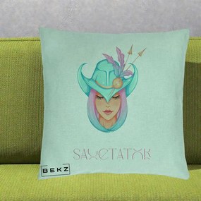 Perna Personalizata Zodiac Sagetator Cowgirl, 40x40 cm, Verde Menta, Husa Detasabila, Perna Inclusa, BEKZ®