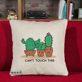Perna Decorativa Cactus Funny Can't Touch This, 40x40 cm, Bej Canapea, Husa Detasabila, Perna Inclusa, BEKZ®