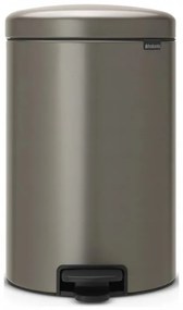 Coș cu pedală Brabantia NewIcon 649042, 20 l, închidere lină, bază antiderapantă, gri
