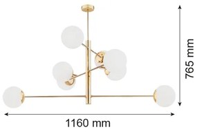 Lustră pe tijă CAMERON 8xE27/15W/230V alamă Argon 5043