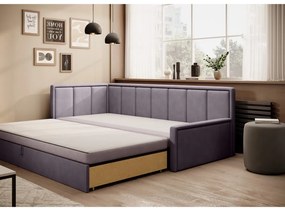 Canapea roz extensibilă/cu spațiu de depozitare cu tapițerie din chenille 214 cm Fulgeo – ELTAP