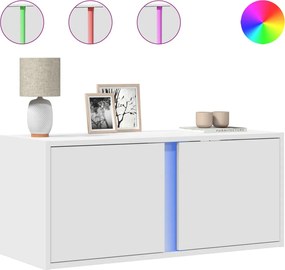vidaXL Comodă TV de perete cu lumini LED, alb, 80x31x35 cm