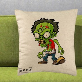 Perna Decorativa Zombie Halloween, 40x40 cm, Bej, Husa Detasabila, Perna Inclusa, BEKZ®