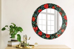 Oglinda cu decor rotunda Semințe de mac roșu