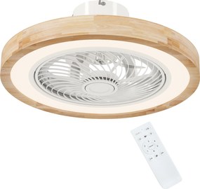 HOMCOM Ventilator de tavan cu lumină și telecomandă, 6 viteze, luminozitate reglabilă, motor silențios, maro deschis | Aosom Romania