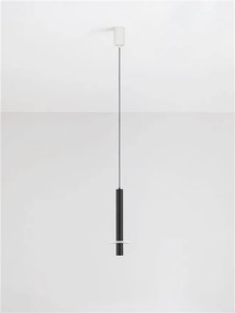 Pendul tub subtire aluminiu negru si alabastru LED NOEMI