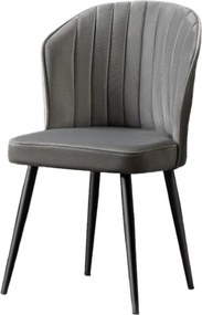 Set 4 scaune RUBI, gri/negru, stofa catifelata/metal, 52x42x85 cm
