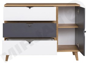 Comodă Thalia TM09 K1D3SZ (stejar auriu + grafit + Alb). 1058335