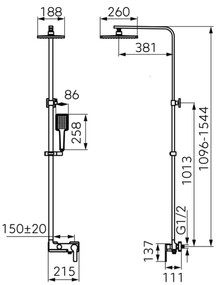 Coloana de dus FDesign Origio, baterie monocomanda, negru mat Negru mat