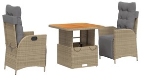 3277483 vidaXL Set mobilier de grădină cu perne, 3 piese, bej, poliratan