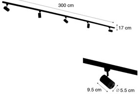 Sistem de șine monofazate cu 5 spoturi negru cu inel auriu - Jeana