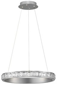 Lustra LED design circular, Otel, Argintiu, Cristal K9, ETEKEN NVL-9501214