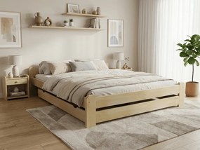 Pat Emily 180x200 cm, pin Saltele: Cu saltele Somnia 18 cm, Somiera pat: Cu lamele curbate