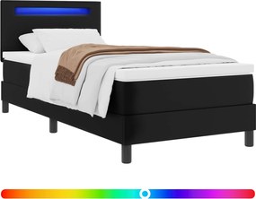 vidaXL Pat cu arcuri cu saltea Negru 90 x 190 cm Piele artificială