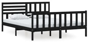 3101167 vidaXL Cadru de pat, negru, 160x200 cm, lemn masiv
