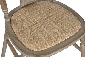 Scaun dining romantic din lemn de cedru cu șezut împletit din rattan, 50×40×94 cm, „Camille"