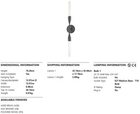 Aplica de perete design minimalist, cu doua surse de lumina TARA, bronz antichizat