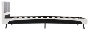 Cadru de pat, negru si alb, 90 x 200 cm, piele ecologica Alb si negru, 90 x 200 cm