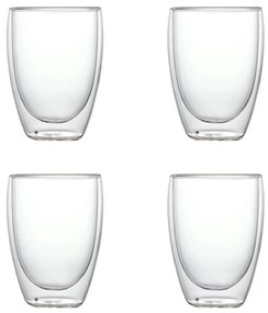 Set 4 Pahare din sticla Borosilicata cu pereti dubli, 350 ml x 4