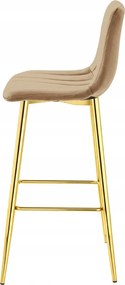 Scaun de bar POZZA VELVET cu picioare aurii, maro