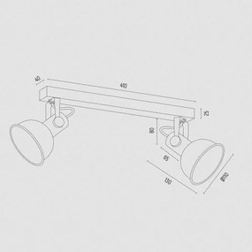Aplica de perete / tavan cu 2 spoturi directionabile design modern Lenora negru