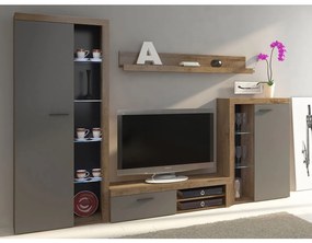 Mobilier living Rokara (stejar lefkas + grafit) (fără iluminat). 1058623