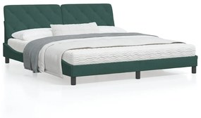 3207938 vidaXL Cadru de pat cu tăblie, verde închis, 180x200 cm, catifea